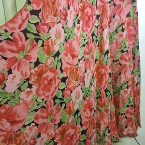 Reversable Floral Pink and Green Women's Maxi Skirt Size Small